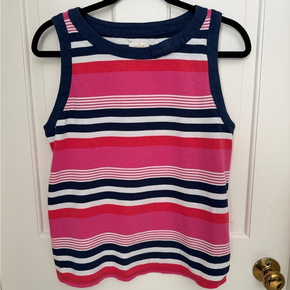 Kate Spade Pink and Navy Striped Top